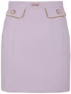 Elisabetta Franchi Crepe Skirt With Piping And Horsebit In Quartz Curry