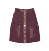 Elisabetta Franchi High Waist Skirt Logo Buttons In Burgundy
