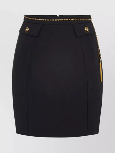 Elisabetta Franchi Mini Skirt With Gold Chain And Buttons In Black