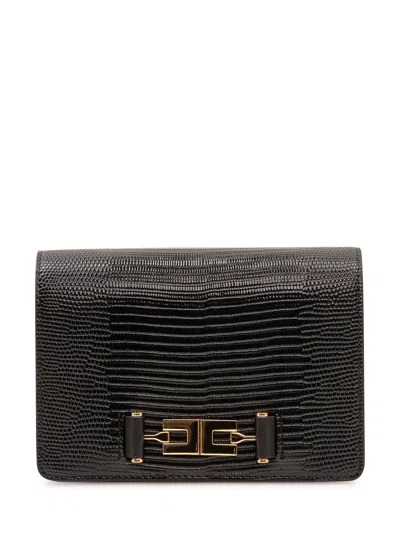 Elisabetta Franchi Mini Snake-effect Clutch Pochette In Nero
