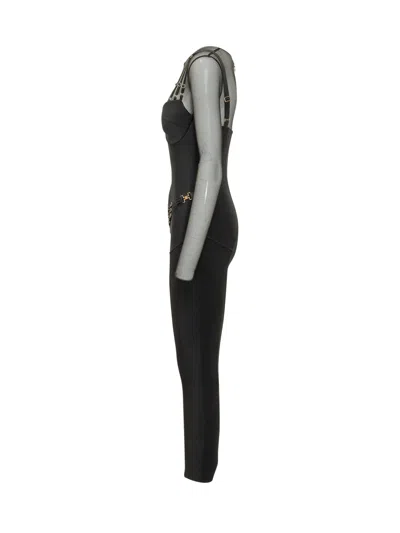 Elisabetta Franchi Mini Stylish Jumpsuit With Mesh Accents In Black