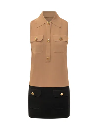 Elisabetta Franchi Mini Suit With Jewel Buttons In Brown