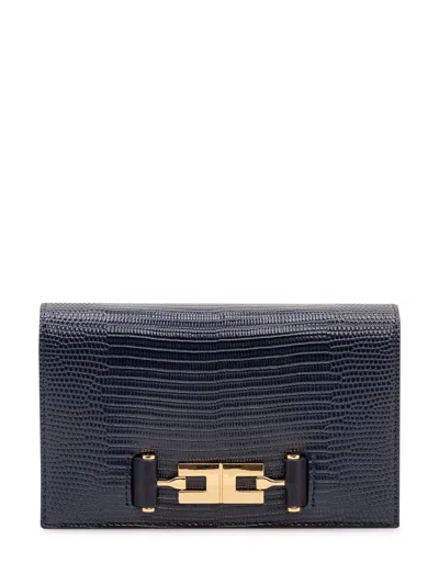 Elisabetta Franchi Mini Textured Rilievo Clutch Pochette In Blu Notte