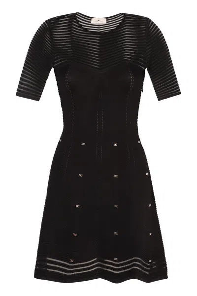 Elisabetta Franchi Mini Viscose Dress In Black