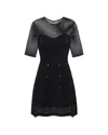 Elisabetta Franchi Fitted Mini Dress With Textured Design And Flared Hem In Black