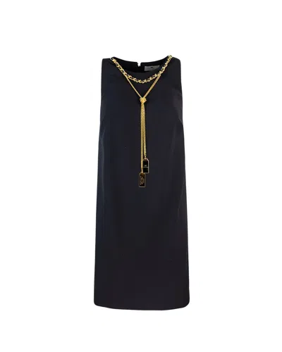 Elisabetta Franchi Chain-link Detail Crepe Mini Dress In Black