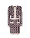 Elisabetta Franchi Logo-jacquard Long-sleeved Mini Dress In Ci8