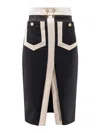 Elisabetta Franchi Crepe Pencil Skirt With Buttoned Patch Pockets In Black