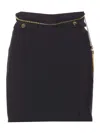 Elisabetta Franchi Black Skirt With Metallic Pendant And Patch Pockets In Fabric Woman In Black