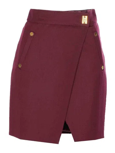 Elisabetta Franchi Mini Skirt In Burgundy
