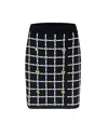 Elisabetta Franchi Black Jacquard Mini Skirt With Logo And Gold Buttons
