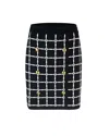 Elisabetta Franchi Black Jacquard Mini Skirt With Logo And Gold Buttons In 685