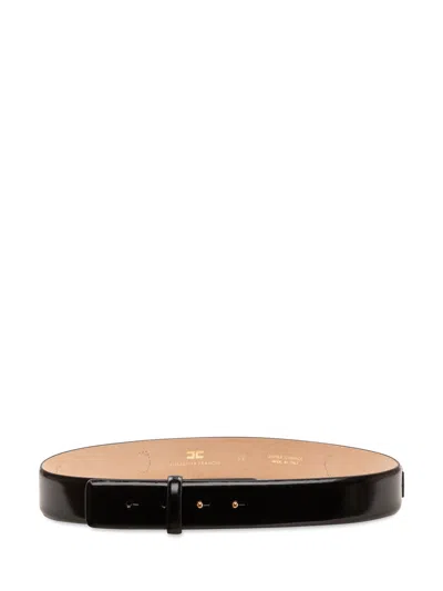 Elisabetta Franchi Minimal High-waist Belt With Sleek Closure In Gray