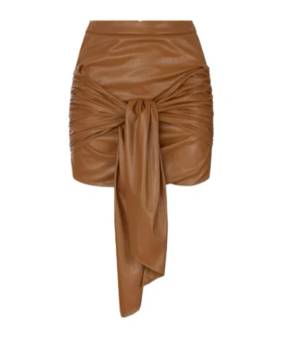 Elisabetta Franchi Miniskirt With Sash Belt In Brown