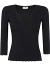 Elisabetta Franchi V Neck Knit Sweater In Black