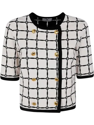 ELISABETTA FRANCHI ROUND NECK KNIT SWEATER,MK60B51E2 E84 BUTTER BLACK