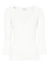 Elisabetta Franchi Rib Knit Top With V-neck