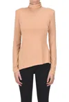 Elisabetta Franchi Modal Turtleneck T-shirt In Cipria
