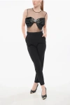 Elisabetta Franchi Modular See Through Jumpsuit With Front Bow In Black