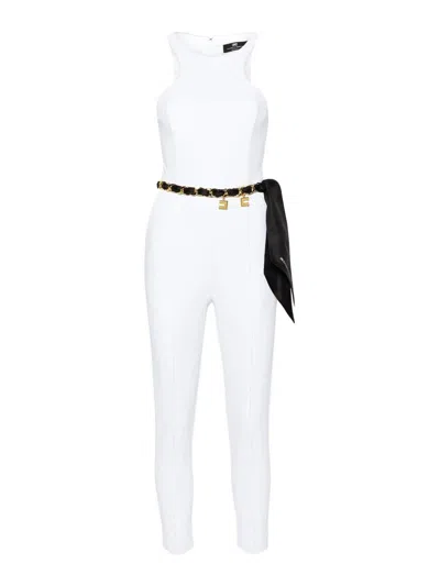 Elisabetta Franchi Belted Jumpsuit In Beige