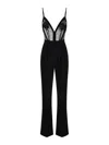Elisabetta Franchi Black Jumpsuit With Deep Neckline And Lace Detail On The Front