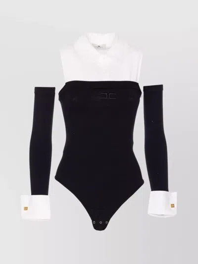 ELISABETTA FRANCHI MONOCHROME BUTTON-UP COLLARED BODY WITH DETACHABLE SLEEVES