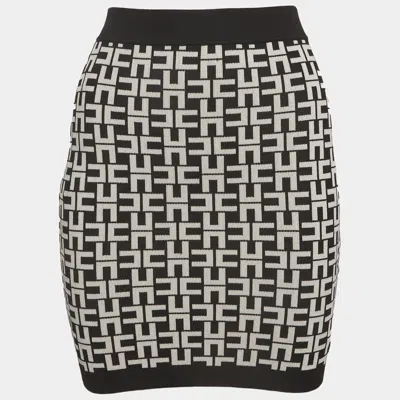 Elisabetta Franchi Monochrome Monogram Knit Mini Skirt In Multi
