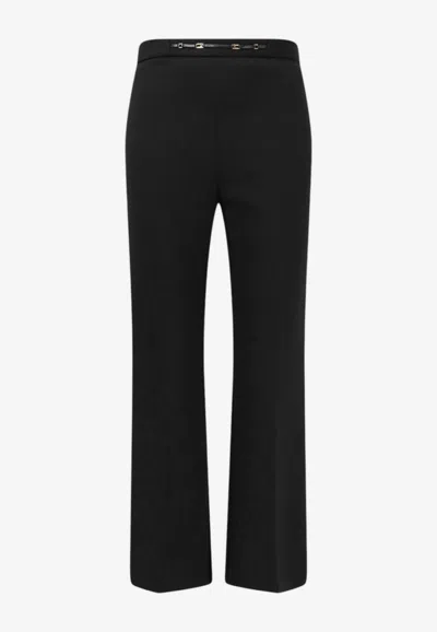 Elisabetta Franchi Monogram Flared Pants In Black