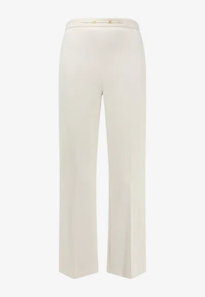 Elisabetta Franchi Monogram Flared Pants In White