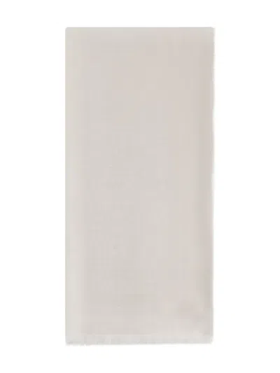 Elisabetta Franchi Monogram Fringed Scarf In Neutral