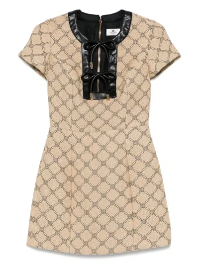 Elisabetta Franchi Monogram-jacquard Dress In Neutral