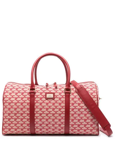 Elisabetta Franchi Monogram-jacquard Luggage Bag In Pink