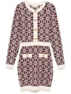 Elisabetta Franchi Logo-jacquard Long-sleeved Mini Dress In Red