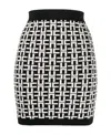 Elisabetta Franchi Logo Pattern Jacquard Skirt In Nero/burro In Black
