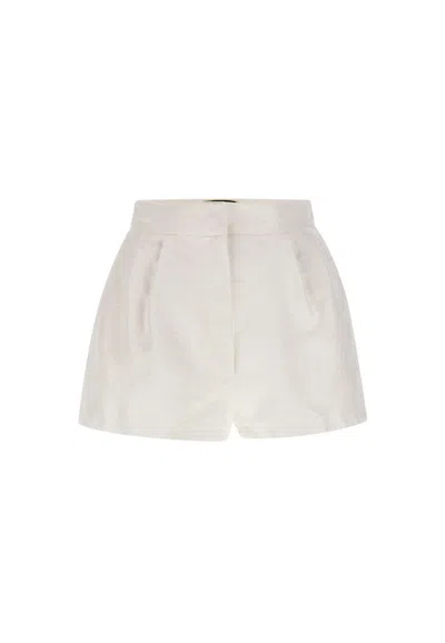 Elisabetta Franchi Monogram Jacquard Satin Shorts In White
