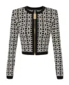 Elisabetta Franchi Viscose Jacquard Mini Cardigan In Black