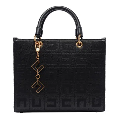 Elisabetta Franchi Monogram Logo Charm Tote Bag In Black
