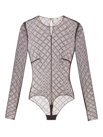 ELISABETTA FRANCHI MONOGRAM LONG-SLEEVE BODYSUIT