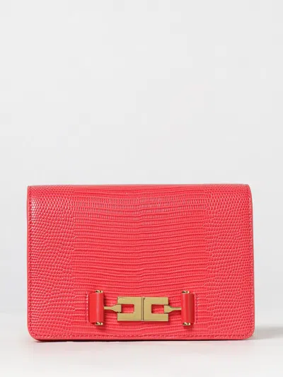 Elisabetta Franchi Monogram Mini Crossbody Bag With Metallic Logo In Red