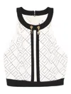 Elisabetta Franchi Monogram-pattern Halterneck Top In White