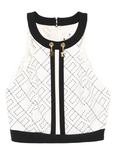 Elisabetta Franchi Monogram-pattern Halterneck Top In White