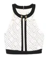 Elisabetta Franchi Monogram-pattern Halterneck Top In White