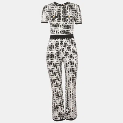 Pre-owned Elisabetta Franchi Monogram Stretch Knit Jumpsuit M In Black