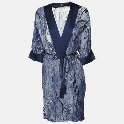 Pre-owned Elisabetta Franchi Multicolor Cherry Blossom Kimono Mini Dress M
