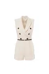 Elisabetta Franchi Multicolor Double-breasted Playsuit With Tailored Design In Neutral