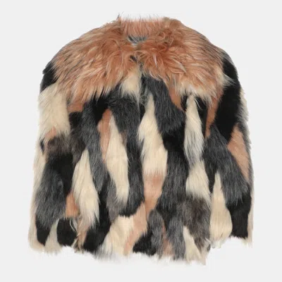 Pre-owned Elisabetta Franchi Multicolor Faux Fur Jacket S