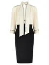 Elisabetta Franchi Georgette Crepe Midi Dress In Multicolor