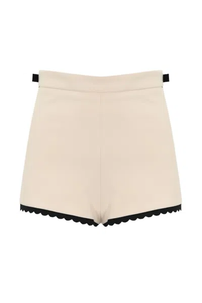 Elisabetta Franchi Multicolor High-waisted Shorts With Scalloped Hem In Neutral