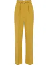 Elisabetta Franchi Mustard Yellow Trouser With Belt Waist In Yellow