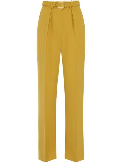ELISABETTA FRANCHI MUSTARD YELLOW TROUSER WITH BELT WAIST